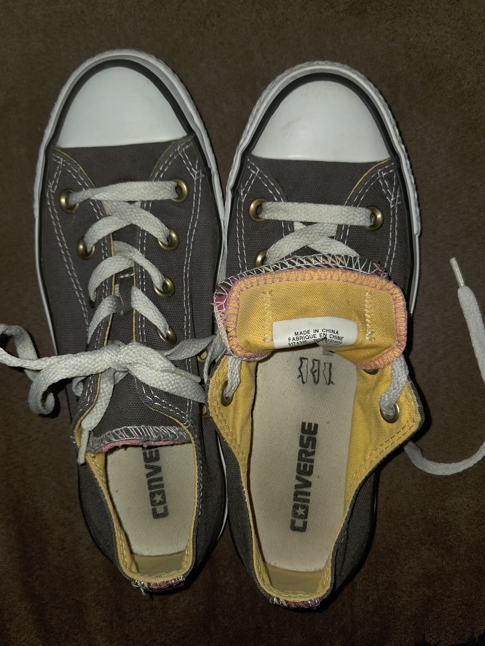 Converse Low-Top Canvas Sneakers in Gray and Yellow
